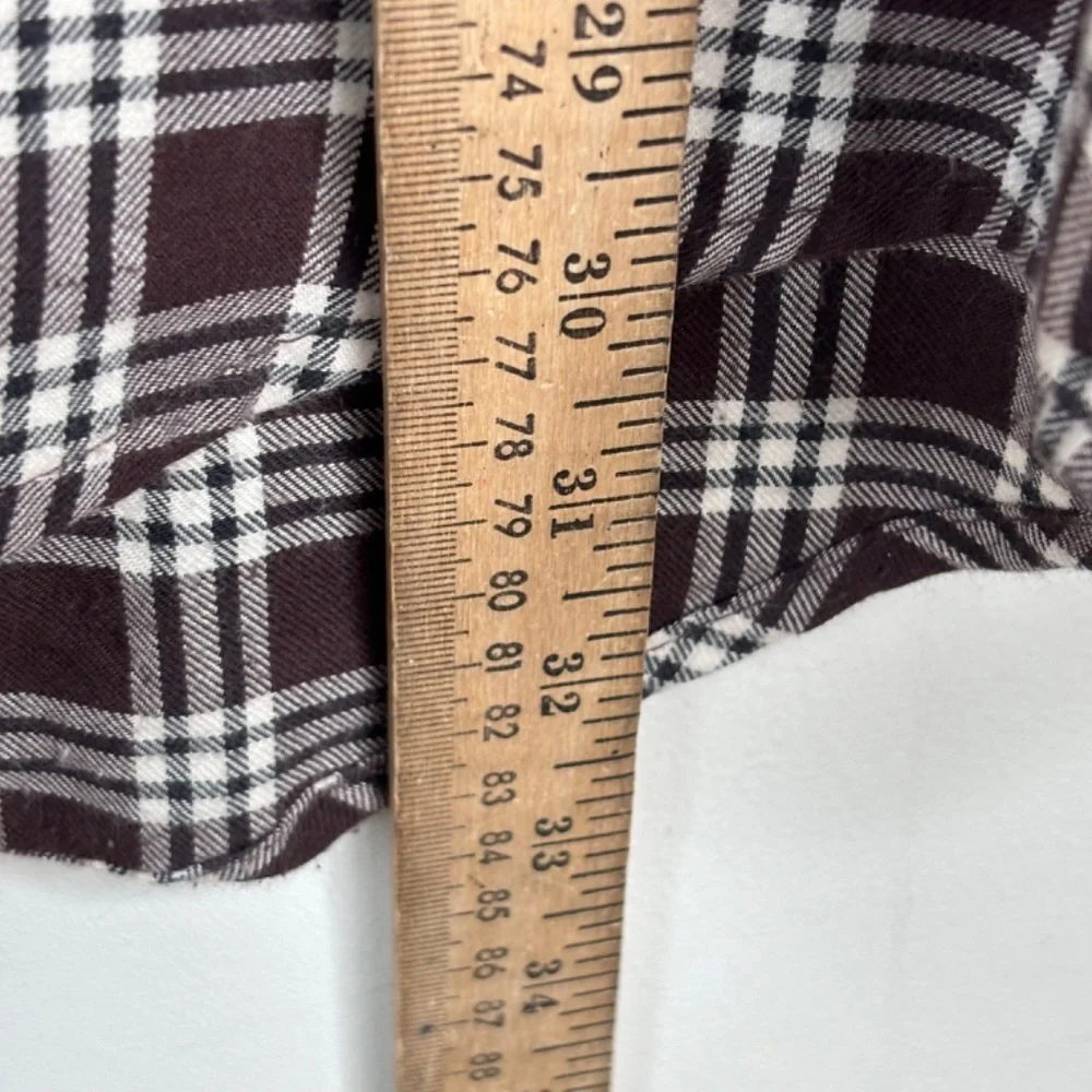 Vintage J Crew Plaid Shirt XL Cotton Made in Portugal Chocolate Brown Blue Label